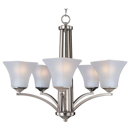 Maxim Five Light Satin Nickel Frosted Glass Up Chandelier 20095FTSN
